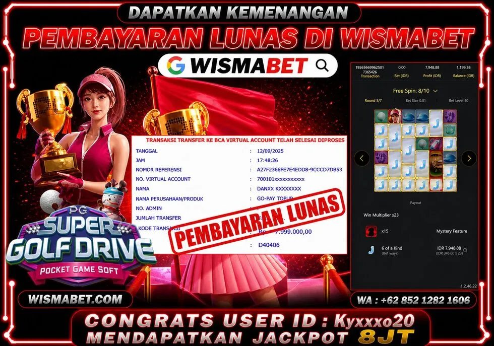 Wismabet - BUKTI KEMENANGAN Super Golf Drive Rp8,000,000,- LUNAS